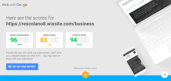 velocidad de carga con wix