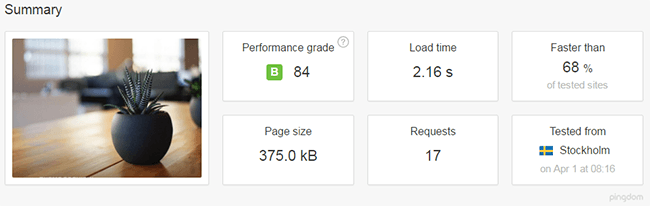 test de velocidad wordpress pingdom